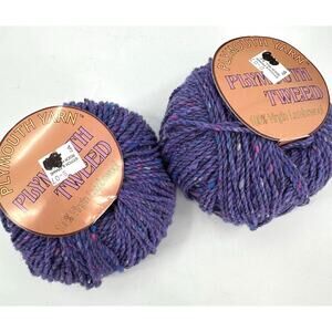 2 Plymouth Yarn Lot Plymouth Tweed 100% Virgin Lambswool #5326 Violet Purple